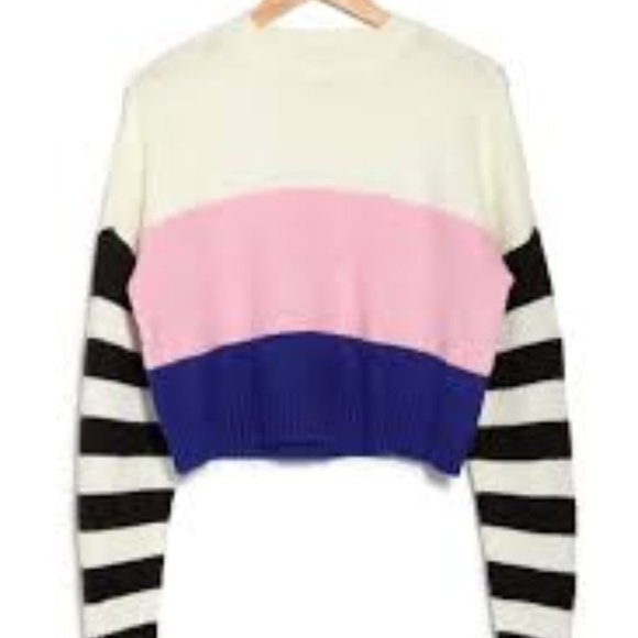 Crewneck Striped Colorblock Sweater - Picture 2 of 5